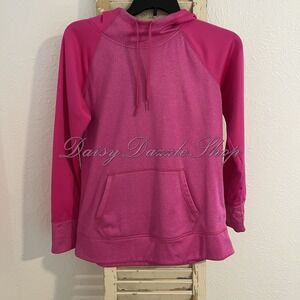 🎀Danskin Now Sweater Womens Sz L Long Sleeve Pullover Hooded Hoodie Woven Pink